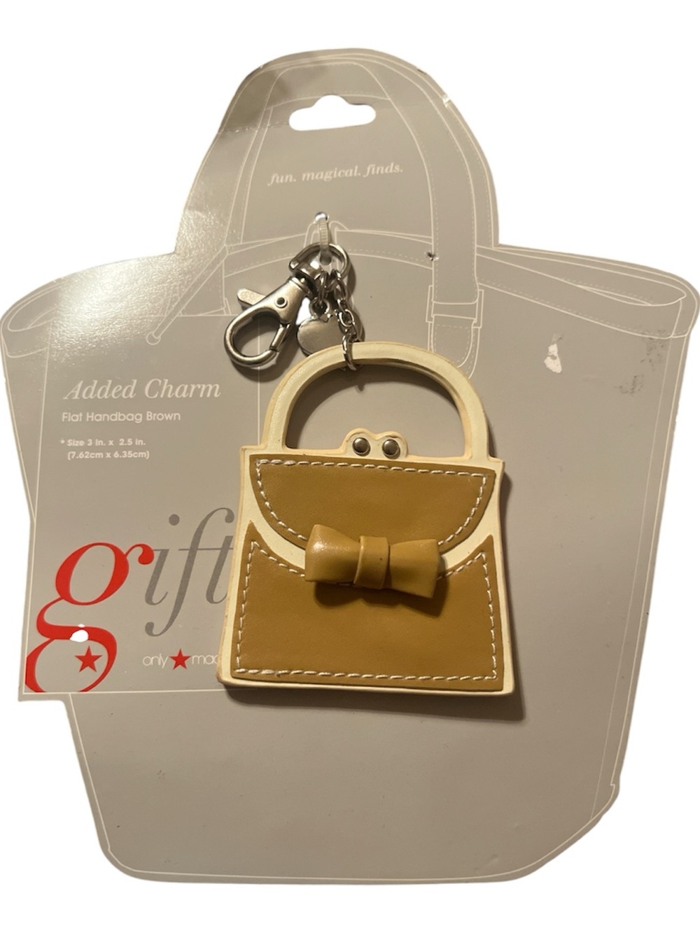 Flat Handbag Charm Keychain in Brown